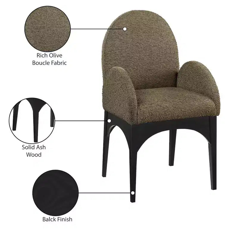 Chaise de salle à manger en tissu bouclé Waldorf