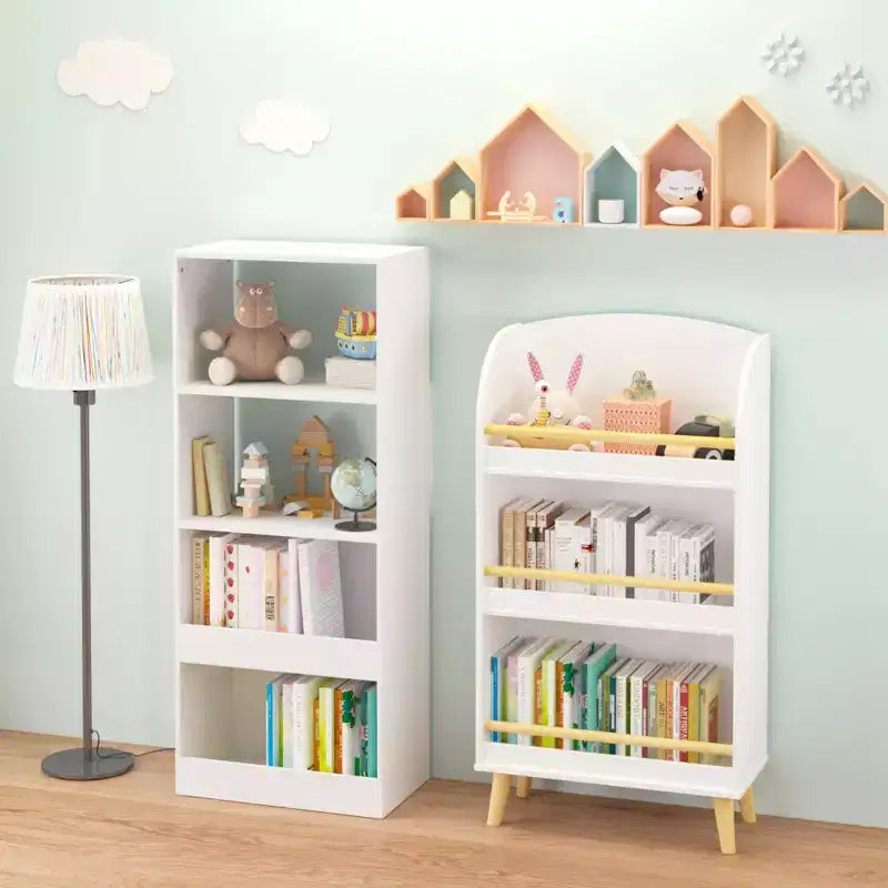 Étagère à livres pour enfants, bibliothèque à 3 niveaux, organisateur de livres, meuble de rangement de jouets, blanc