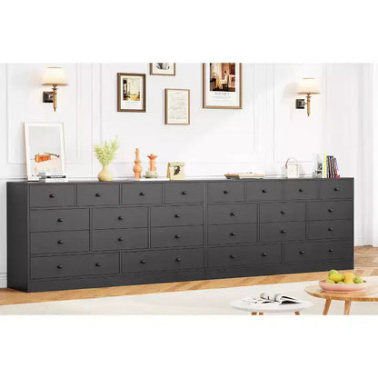 Commode à 12 tiroirs, commode noire à 61 grands tiroirs pour chambre à coucher, commodes et chiffonniers en bois pour chambre à coucher, salon
