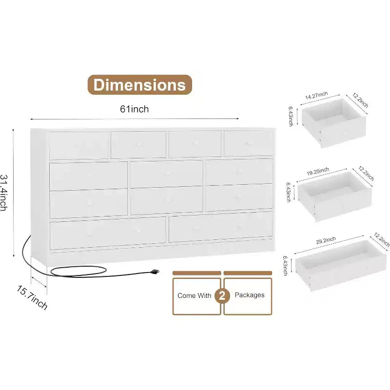 Commode à 12 tiroirs, commode noire à 61 grands tiroirs pour chambre à coucher, commodes et chiffonniers en bois pour chambre à coucher, salon