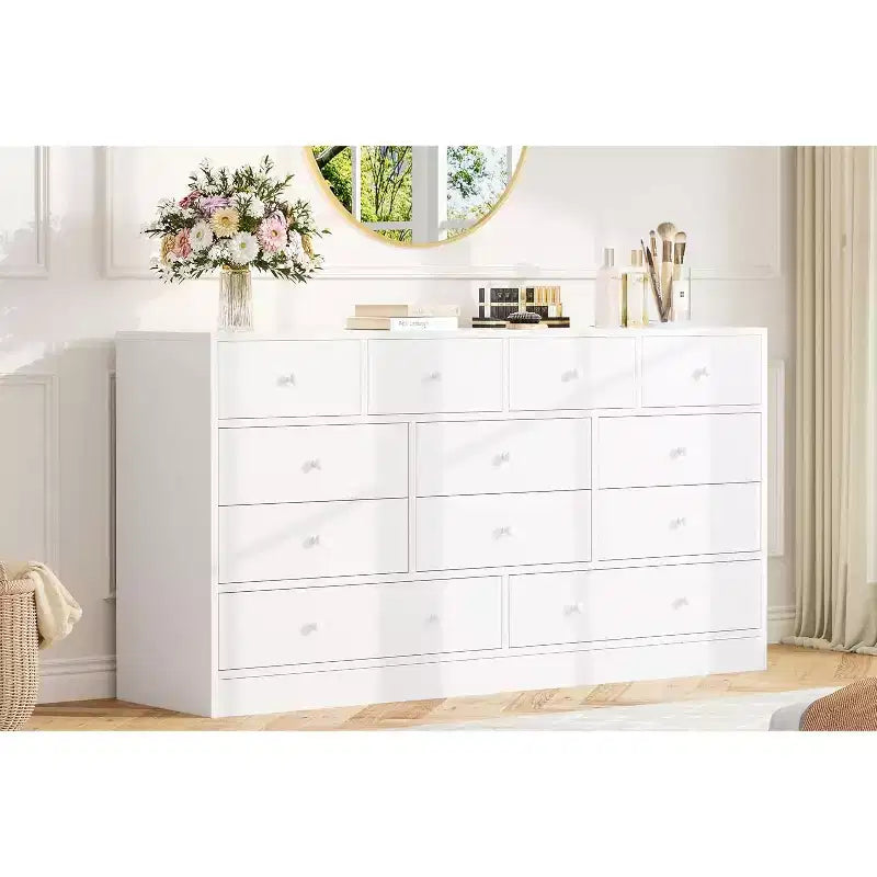 Commode à 12 tiroirs, commode noire à 61 grands tiroirs pour chambre à coucher, commodes et chiffonniers en bois pour chambre à coucher, salon