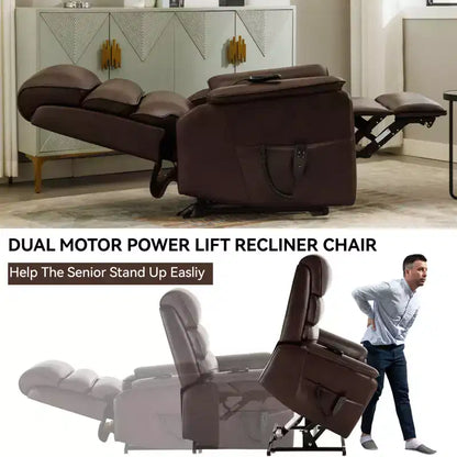 Fauteuil inclinable électrique double moteur à levage, position infinie, avec fonctions de chauffage, de massage et mécanisme robuste