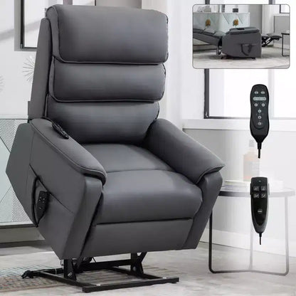 Fauteuil inclinable électrique double moteur à levage, position infinie, avec fonctions de chauffage, de massage et mécanisme robuste