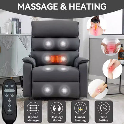 Fauteuil inclinable électrique double moteur à levage, position infinie, avec fonctions de chauffage, de massage et mécanisme robuste