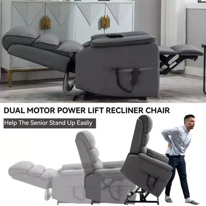 Fauteuil inclinable électrique double moteur à levage, position infinie, avec fonctions de chauffage, de massage et mécanisme robuste
