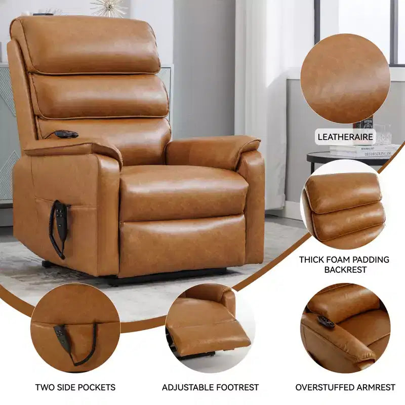 Fauteuil inclinable électrique double moteur à levage, position infinie, avec fonctions de chauffage, de massage et mécanisme robuste