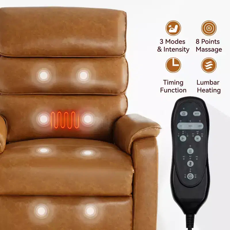 Fauteuil inclinable électrique double moteur à levage, position infinie, avec fonctions de chauffage, de massage et mécanisme robuste