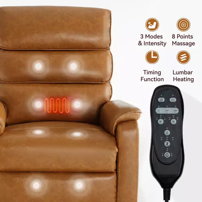 Fauteuil inclinable électrique double moteur à levage, position infinie, avec fonctions de chauffage, de massage et mécanisme robuste