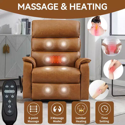 Fauteuil inclinable électrique double moteur à levage, position infinie, avec fonctions de chauffage, de massage et mécanisme robuste