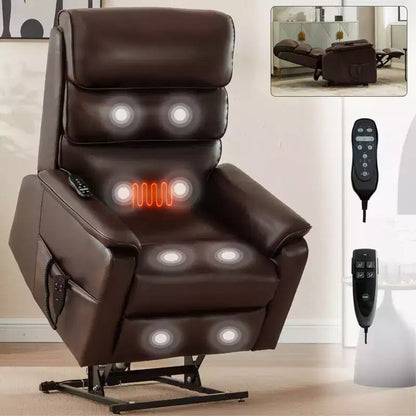 Fauteuil inclinable électrique double moteur à levage, position infinie, avec fonctions de chauffage, de massage et mécanisme robuste