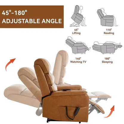 Fauteuil inclinable électrique double moteur à levage, position infinie, avec fonctions de chauffage, de massage et mécanisme robuste