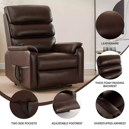 Fauteuil inclinable électrique double moteur à levage, position infinie, avec fonctions de chauffage, de massage et mécanisme robuste
