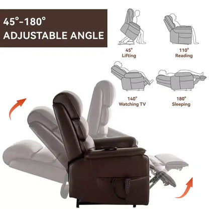 Fauteuil inclinable électrique double moteur à levage, position infinie, avec fonctions de chauffage, de massage et mécanisme robuste
