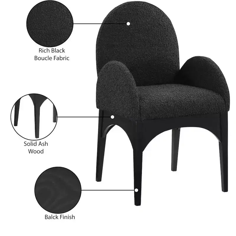 Chaise de salle à manger en tissu bouclé Waldorf