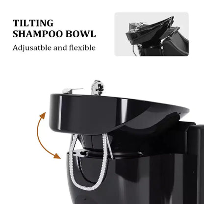 Bac à shampoing et fauteuil de coiffure électriques avec repose-jambes inclinable et lavabo en porcelaine basculant