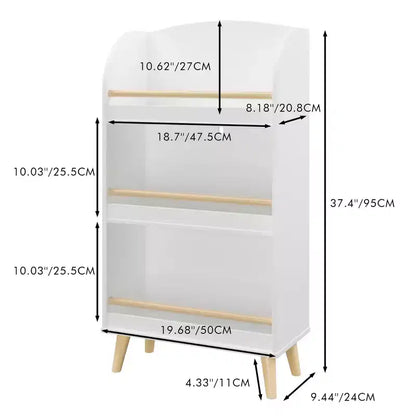 Étagère à livres pour enfants, bibliothèque à 3 niveaux, organisateur de livres, meuble de rangement de jouets, blanc