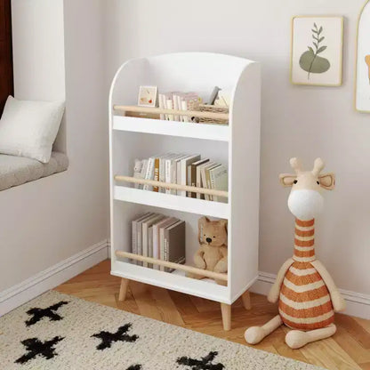 Étagère à livres pour enfants, bibliothèque à 3 niveaux, organisateur de livres, meuble de rangement de jouets, blanc
