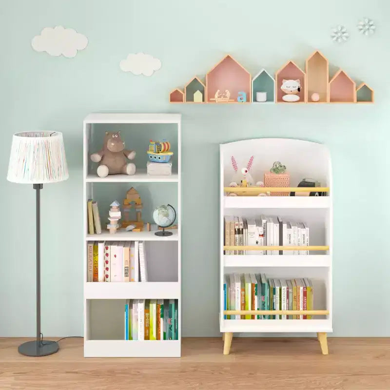 Étagère à livres pour enfants, bibliothèque à 3 niveaux, organisateur de livres, meuble de rangement de jouets, blanc