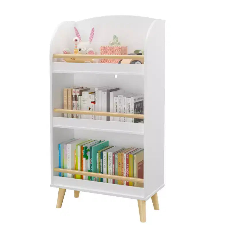 Étagère à livres pour enfants, bibliothèque à 3 niveaux, organisateur de livres, meuble de rangement de jouets, blanc