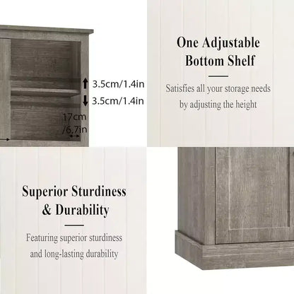 Armoire de cuisine haute à 5 portes avec support pour micro-ondes, buffet moderne, gris rustique, 180 cm