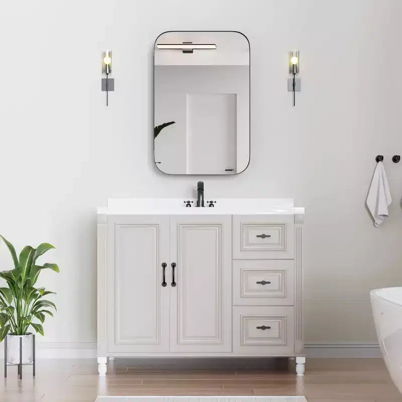 Armoire de toilette rectangulaire noire de 36 x 24 pouces avec miroir