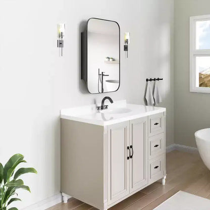 Armoire de toilette rectangulaire noire de 36 x 24 pouces avec miroir