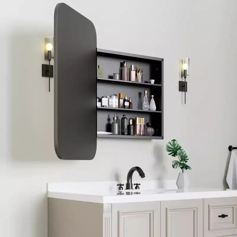 Armoire de toilette rectangulaire noire de 36 x 24 pouces avec miroir