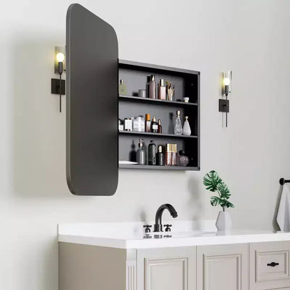 Armoire de toilette rectangulaire noire de 36 x 24 pouces avec miroir