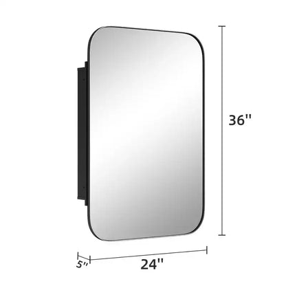 Armoire de toilette rectangulaire noire de 36 x 24 pouces avec miroir