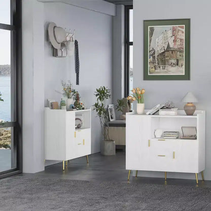 Meuble micro-ondes 40", buffet de cuisine, armoire de rangement, meuble bar à café avec étagères réglables, 2 tiroirs et 2 portes, pour la maison
