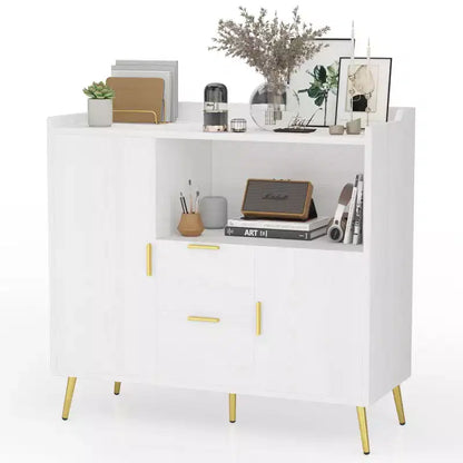 Meuble micro-ondes 40", buffet de cuisine, armoire de rangement, meuble bar à café avec étagères réglables, 2 tiroirs et 2 portes, pour la maison