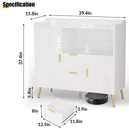 Meuble micro-ondes 40", buffet de cuisine, armoire de rangement, meuble bar à café avec étagères réglables, 2 tiroirs et 2 portes, pour la maison