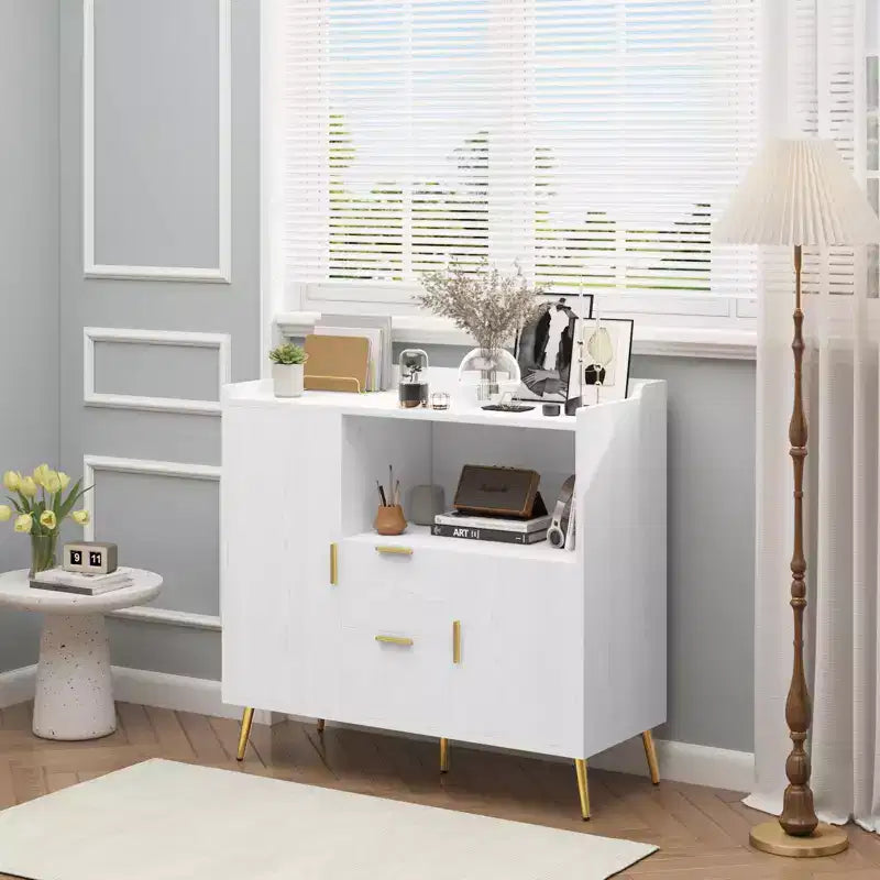 Meuble micro-ondes 40", buffet de cuisine, armoire de rangement, meuble bar à café avec étagères réglables, 2 tiroirs et 2 portes, pour la maison