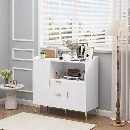 Meuble micro-ondes 40", buffet de cuisine, armoire de rangement, meuble bar à café avec étagères réglables, 2 tiroirs et 2 portes, pour la maison
