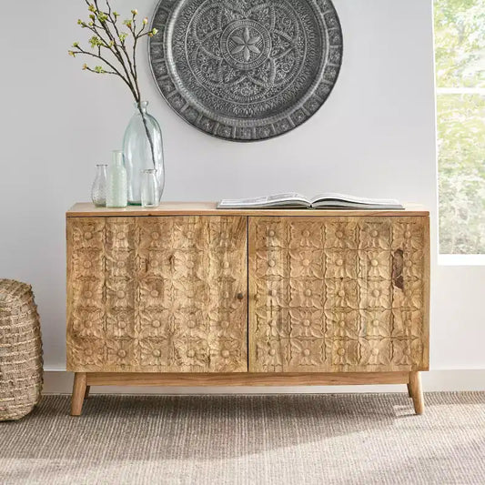Christopher Knight Home Grimsley Acacia Wood Storage Sideboard with Shelves and 2 Doors