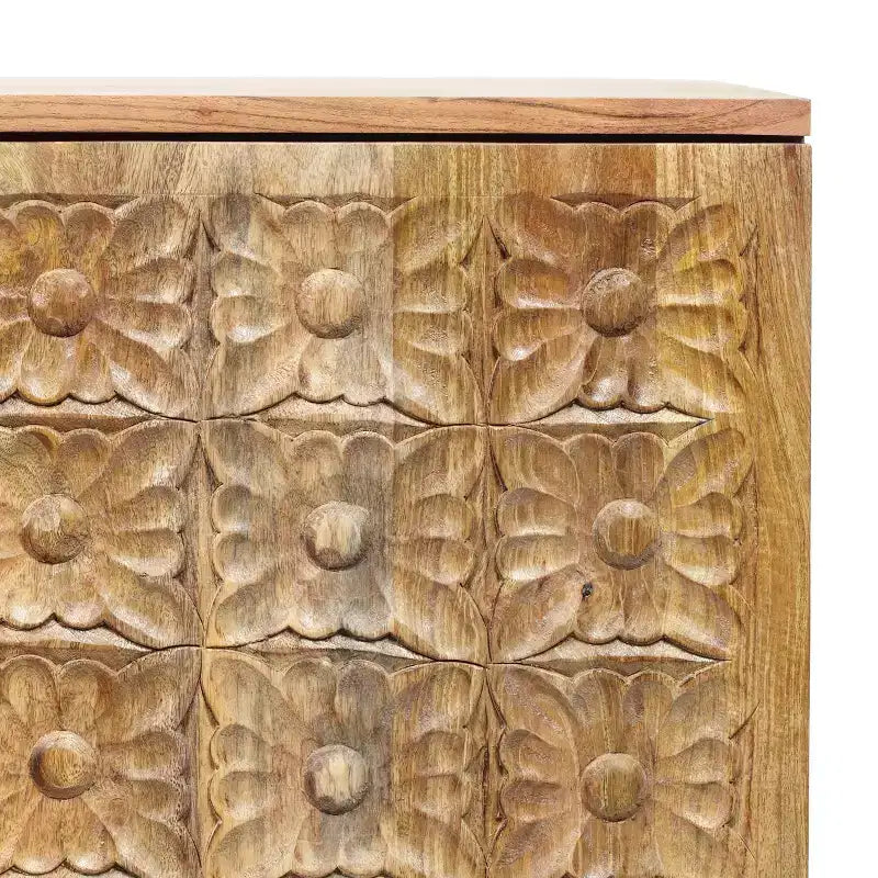 Buffet de rangement Grimsley en bois d'acacia avec étagères et 2 portes