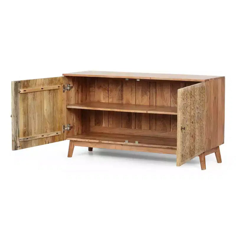 Buffet de rangement Grimsley en bois d'acacia avec étagères et 2 portes