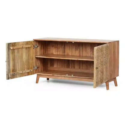 Buffet de rangement Grimsley en bois d'acacia avec étagères et 2 portes