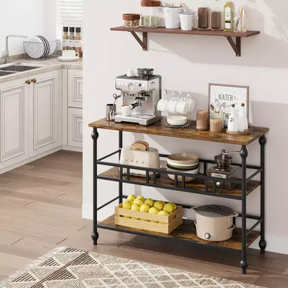 Console de canapé étroite à 3 niveaux de 43 po avec étagères pour salon, couloir, chambre à coucher