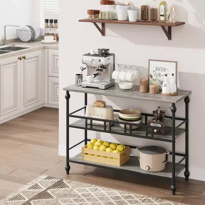 Console de canapé étroite à 3 niveaux de 43 po avec étagères pour salon, couloir, chambre à coucher