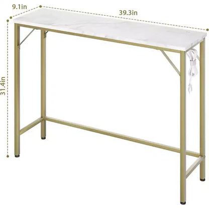 Console d'entrée moderne avec prises de chargement USB intégrées et table d'appoint derrière le canapé