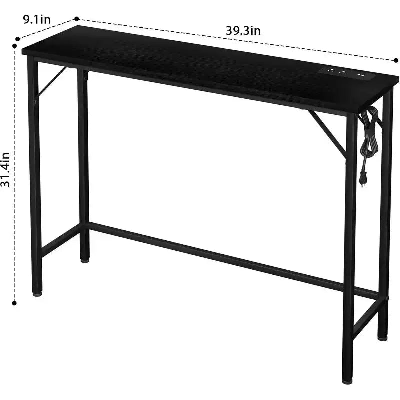 Console d'entrée moderne avec prises de chargement USB intégrées et table d'appoint derrière le canapé