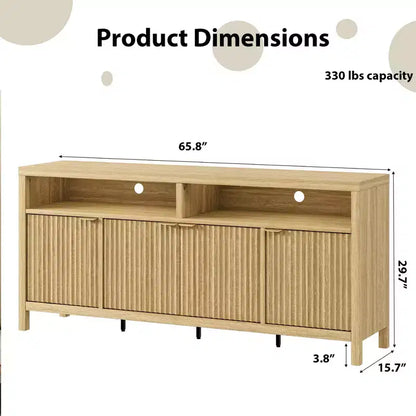 Buffet bahut cannelé de 167 cm avec 4 portes, meuble de rangement de cuisine moderne pour salle à manger, salon, entrée