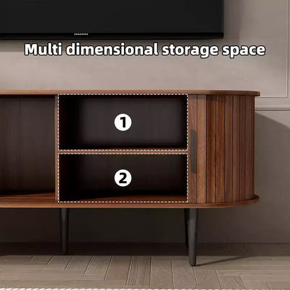 Meuble TV en bois moderne du milieu du siècle Fennik avec porte coulissante
