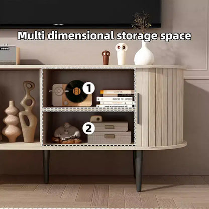 Meuble TV en bois moderne du milieu du siècle Fennik avec porte coulissante