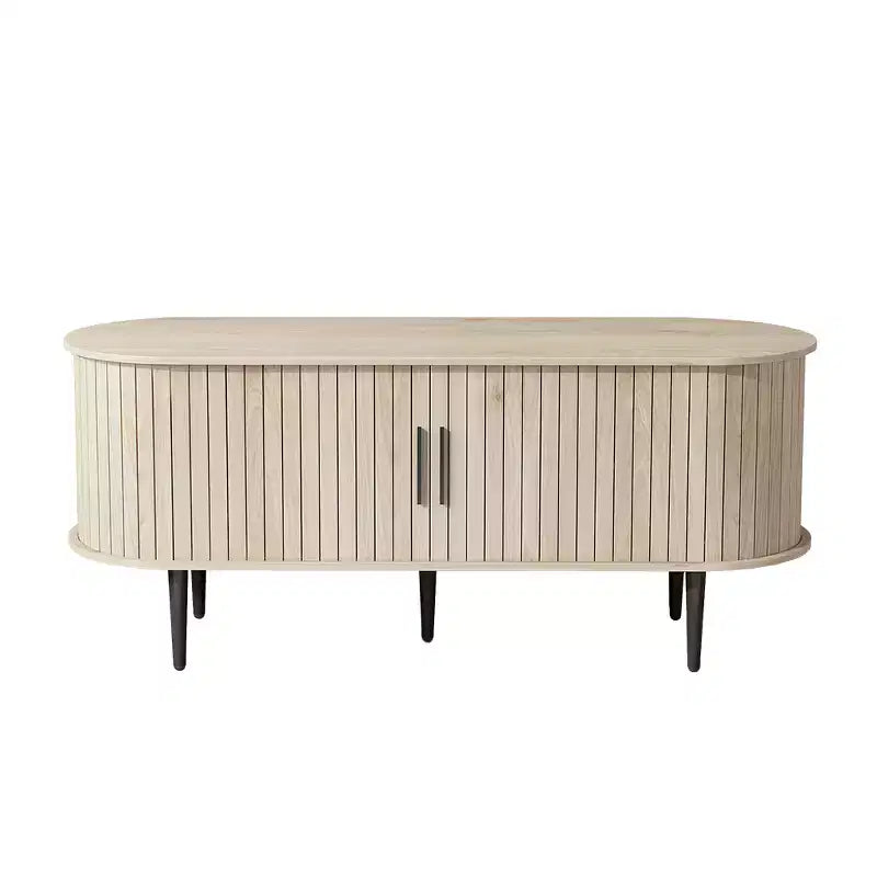 Meuble TV en bois moderne du milieu du siècle Fennik avec porte coulissante