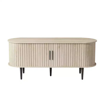 Meuble TV en bois moderne du milieu du siècle Fennik avec porte coulissante
