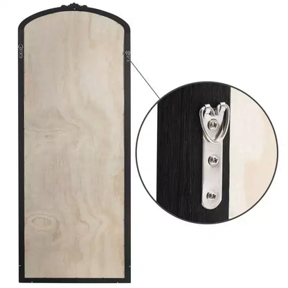 Miroir psyché en bois massif sculpté, encadré, arche rustique, 71 cm (l) x 170 cm (h), noir