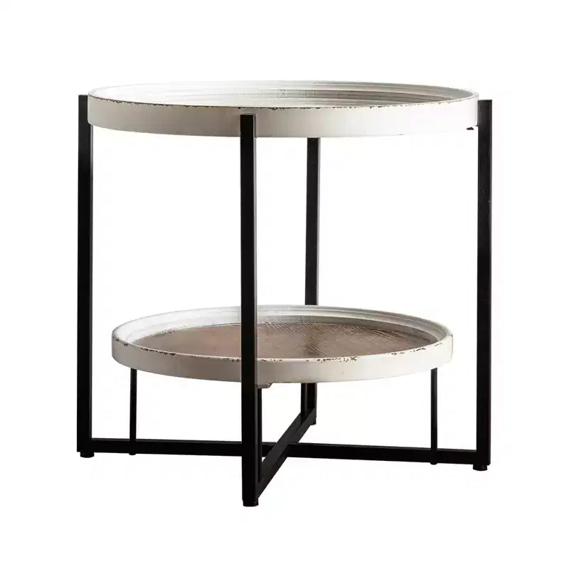 Table d'appoint à 2 niveaux avec rangement, plateau en verre, cadre de plateau, table d'appoint pour chambre, décoration intérieure et patio