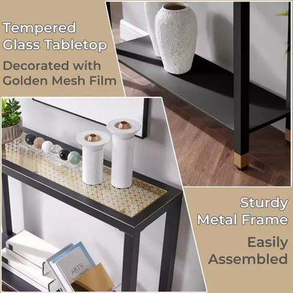 Console étroite de 104 cm avec étagère de rangement pour petits espaces